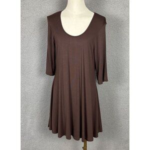 24seven Comfort Apparel Women's Elbow Sleeve Swing Tunic Size XL Brown NWT's.